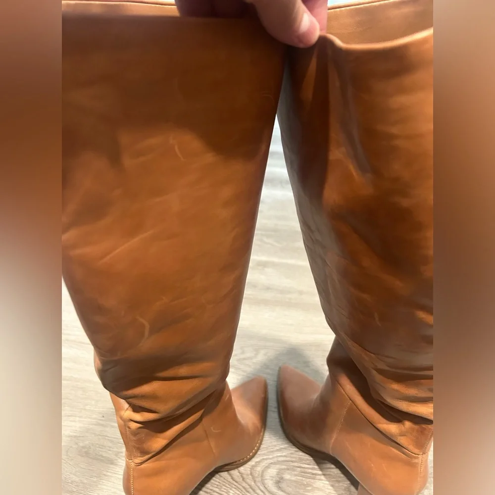 Brown Leather Knee-High Boots - Picture 3 of 4